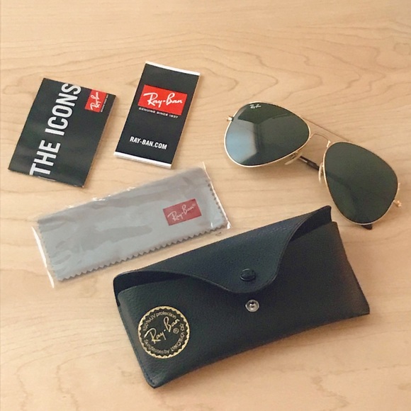 Ray Ban Aviator Classic Sunglasses (Green + Gold)